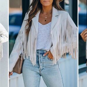 Faux Suede Fringe Jacket